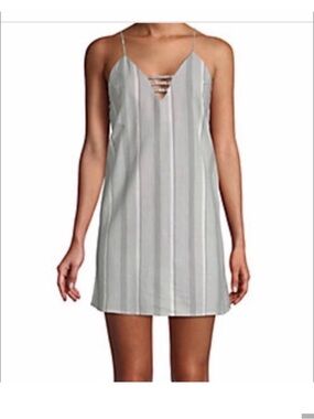 Haute Hippie Striped Mini Dress in Light Gray and White